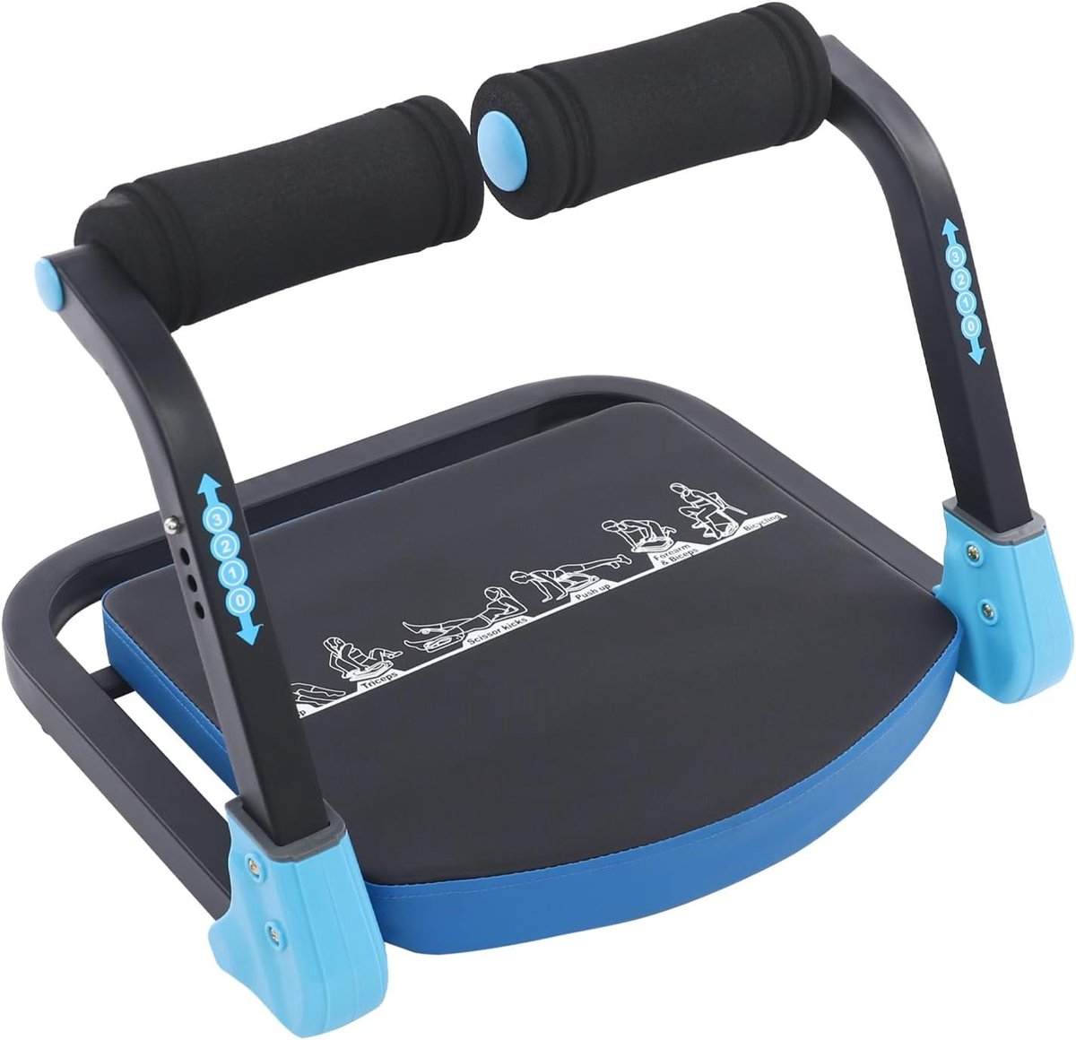 Buiktrainingsapparaat - Buikspiertrainer - Thuis Fitness - Opvouwbaar Ontwerp - 48x46x38 cm - Blauw Zwart