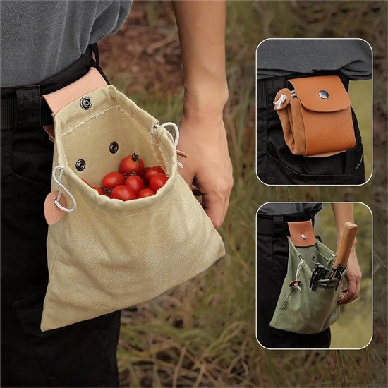 Fruit Pluktas - Buiten Verzamelzak - Tuin Werk - Verbeterde Ademende Activiteit - 40 x 19 x 355 cm - Kaki — afbeelding 2