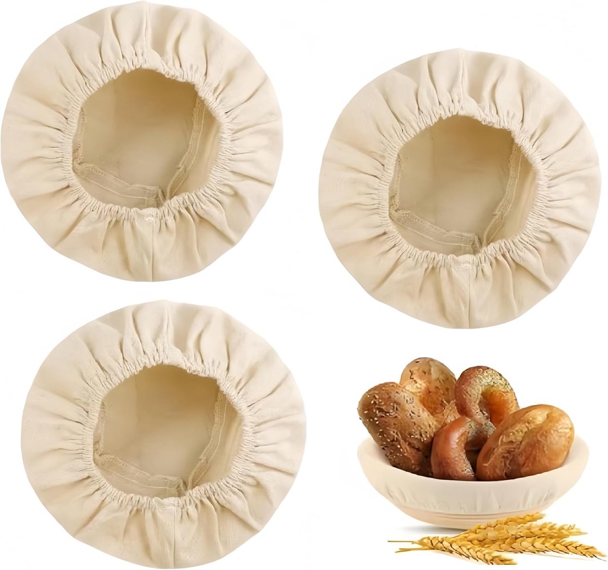 Brood Rijs Mand Liners - Proofing Covers - Zuurdesem Bakken - Ademende Stof - 10 Inch Rond