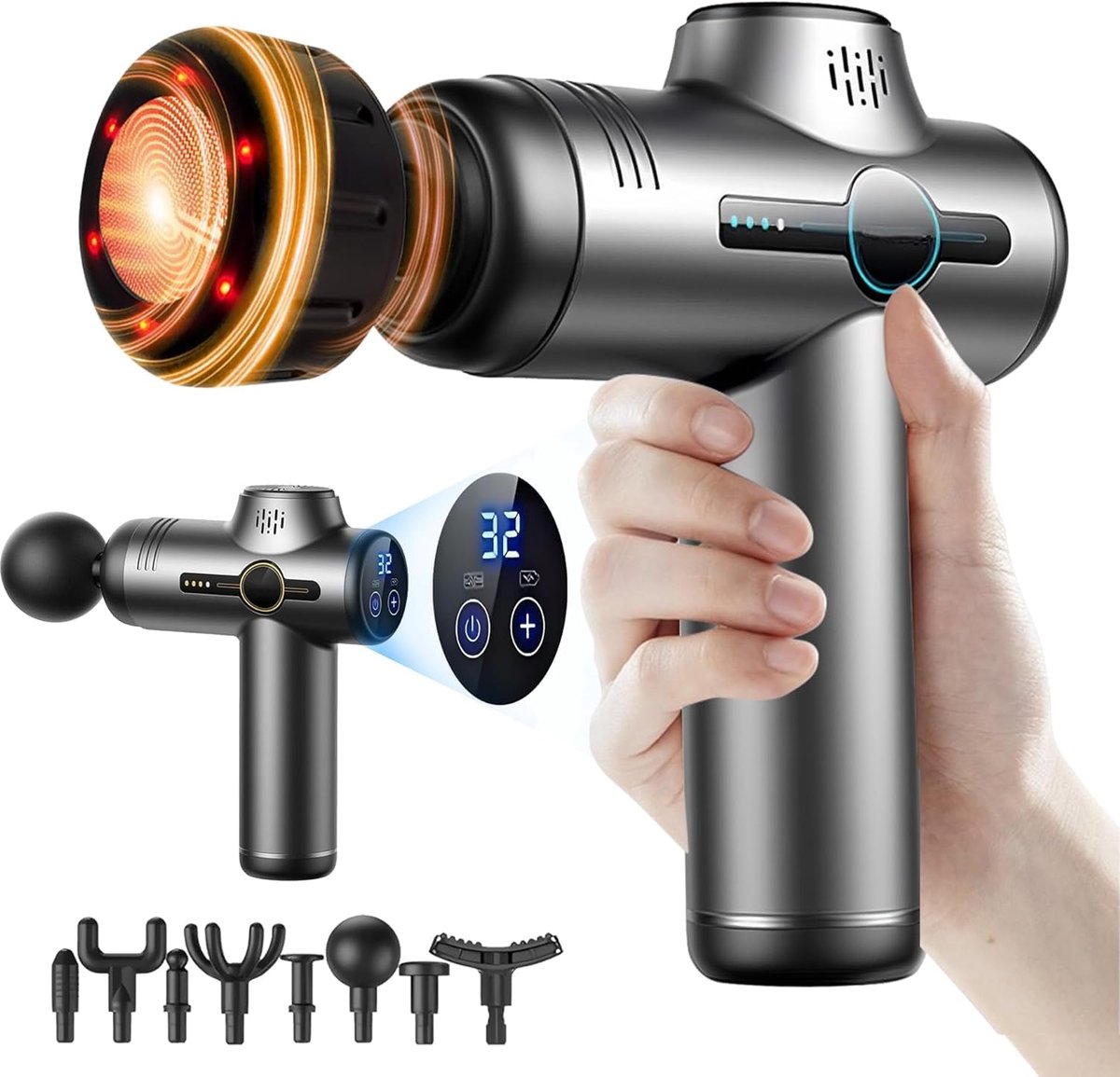 Massagepistool - Spierverlichter - Herstel na sport - Met warmtetherapie - 16.5 x 12.9 cm