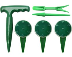 6-delige zaadstrooierset – Verstelbare handzaaier voor de tuin, traditionele set voor het zaaien van bloemen en planten, inclusief pootstok en plantstokje