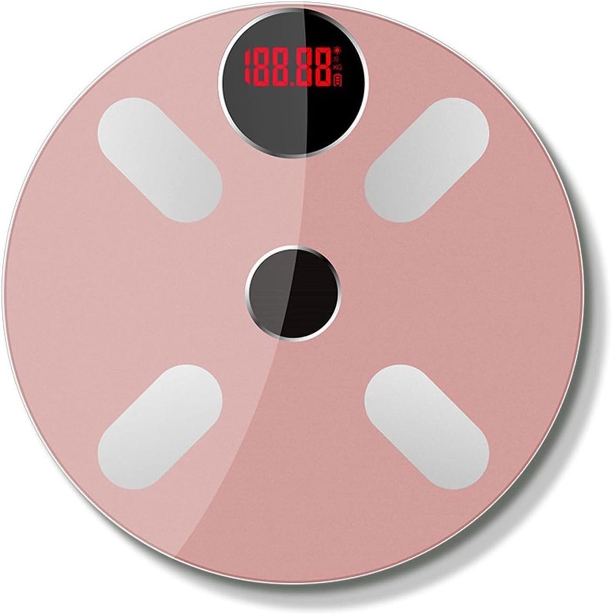 Digitale Personenweegschaal - Badkamer Balansweegschaal - Gezondheid Monitoren - Gehard Glas Oppervlak - 28x28cm - Roze