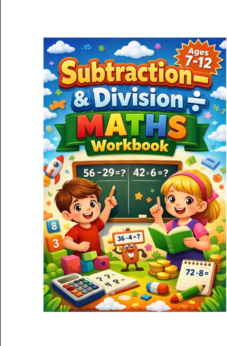 Rekenen Werkboek - Kinderen Oefenen - Basisschool Leren - Aftrekken Delen - 32 Pagina's