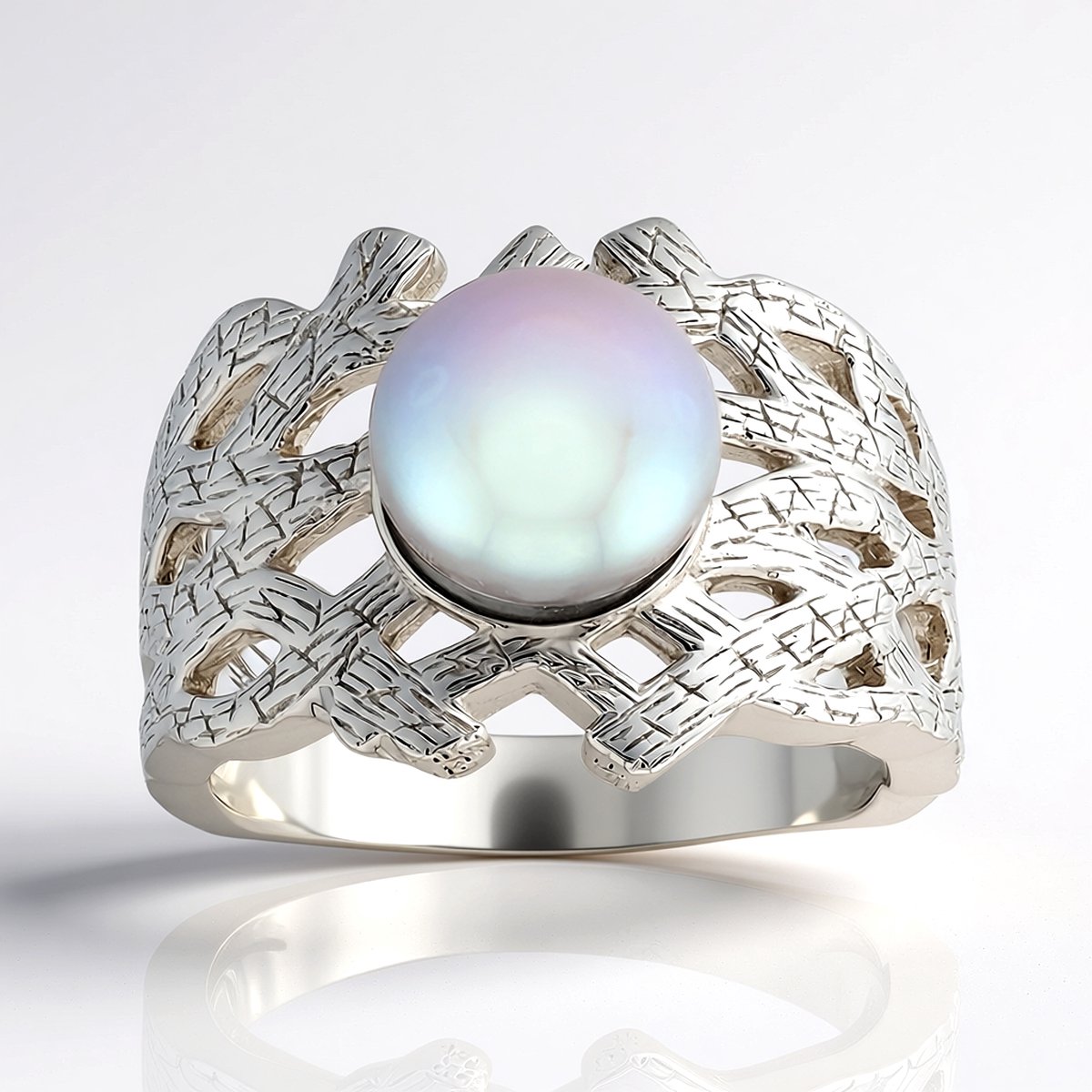 Cavill - Zilveren ring - 925 Sterling zilver gerhodineerd - 8 mm zoetwaterkweekparel - Elegante parelring - MONOSONO Collection