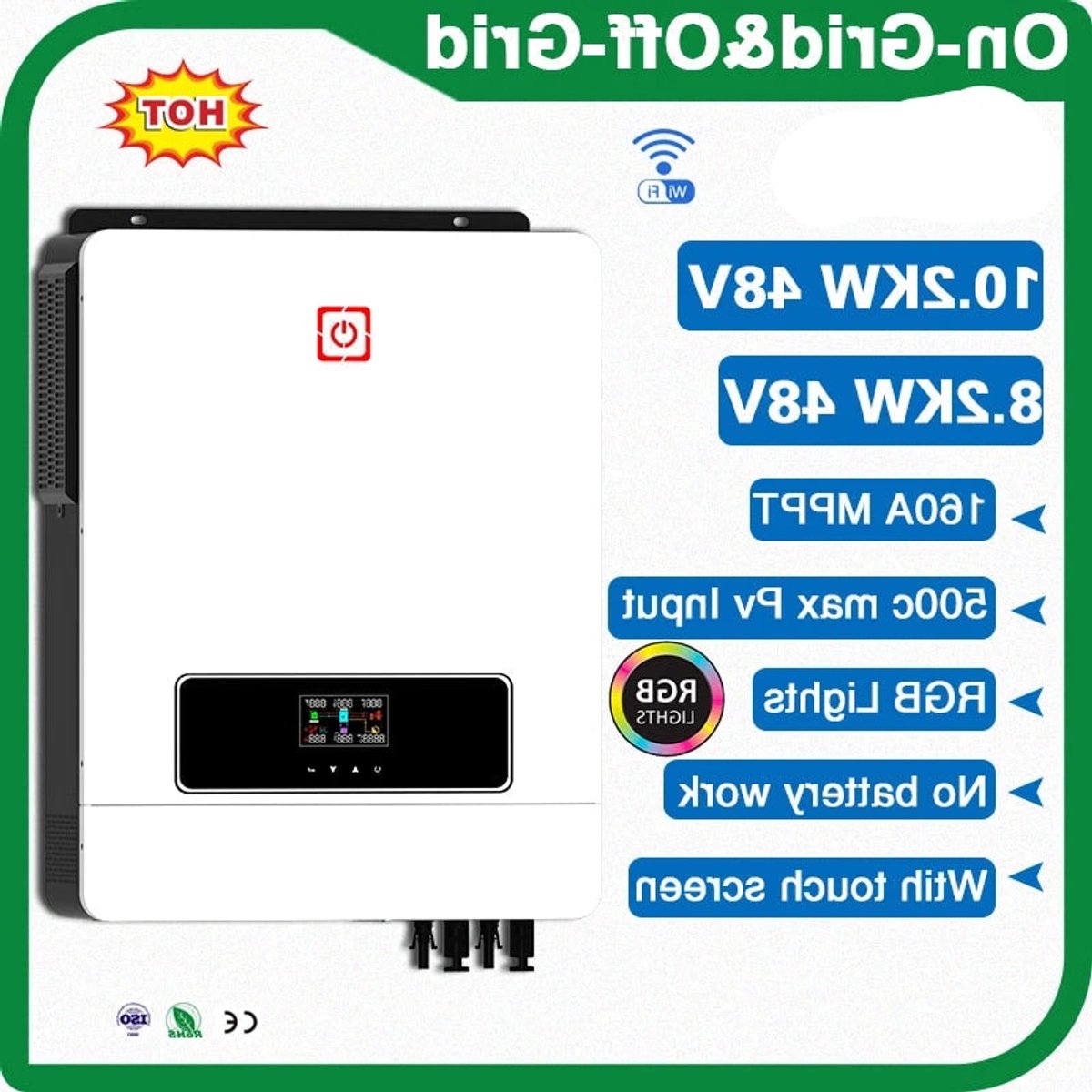 Hybride Zonne-Omvormer – Zonnepaneel Omvormer – Energie Omvormer – Batterij Omvormer – 10.2 kW Vermogen – Dubbele AC-Uitgang