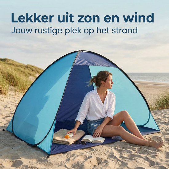 Cheqo® Strandtent - Strand Tent - Pop Up Strandtent - Pop Up Tent Strand - Strandtent Pop Up - Strand Shelter - Strand Schuiltent - Strandtentje - Strandtent met Grondzeil - Strandtent UV Bescherming - UV Strandtent - Strandtent UV 50 van Merkloos — afbeelding 3