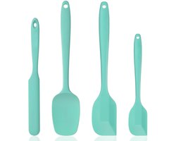 Siliconen spatelset — 4-delige set — Hittebestendig tot 315°C — Spatels met antiaanhechting — Naadloos ontwerp uit één stuk — Ideaal voor koken, bakken en mengen
