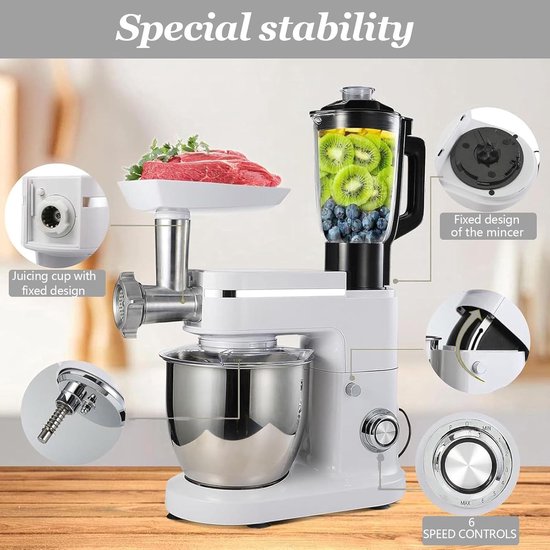 Keukenmachine - Keukenapparaat - Bakken en Koken - 3-in-1 Multifunctioneel - 6L Kom — afbeelding 3
