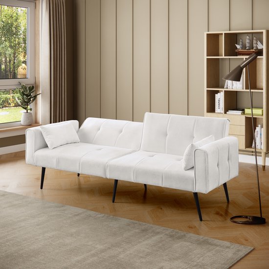 Wishdor - Slaapbank - Omvormbaar En Ademend - Modern - Woonkamer - Ribstof - Beige