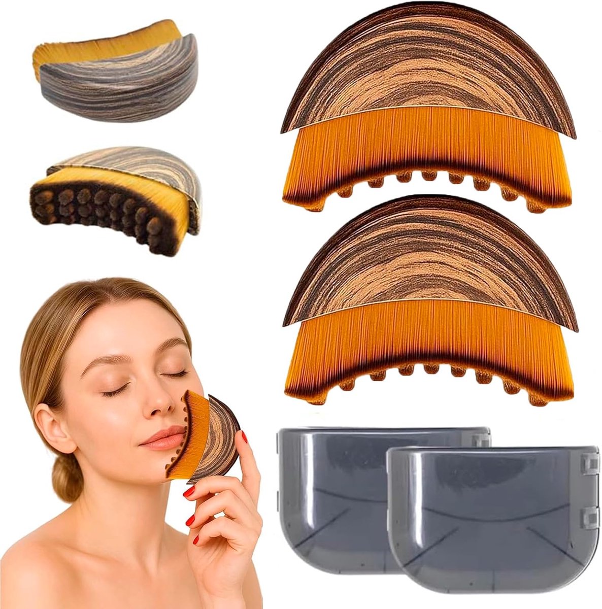 Gezichtsborstels Lymfedrainage - Gezichtsmassage Apparaat - Gezichtscontouren Verbeteren - Zachte Alpenvezel Borstels - 2 Stuks Set - N.v.t.