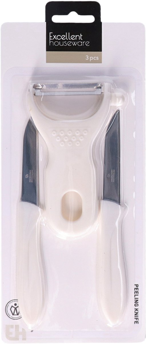 Schilmesjes Set – 3-delig – Creme – RVS – Dunschillers - Aardappel schilmesjes – Keukengerei