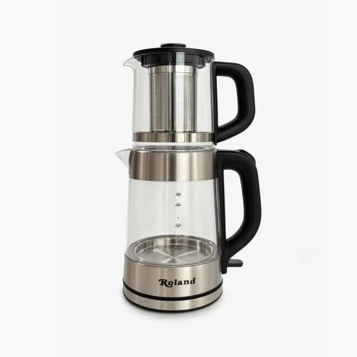 Theemaker glas 1L Roland Germany Tea Time - roestvrij staal filter - waterkoker 1,7L - energiebesparend - transparant