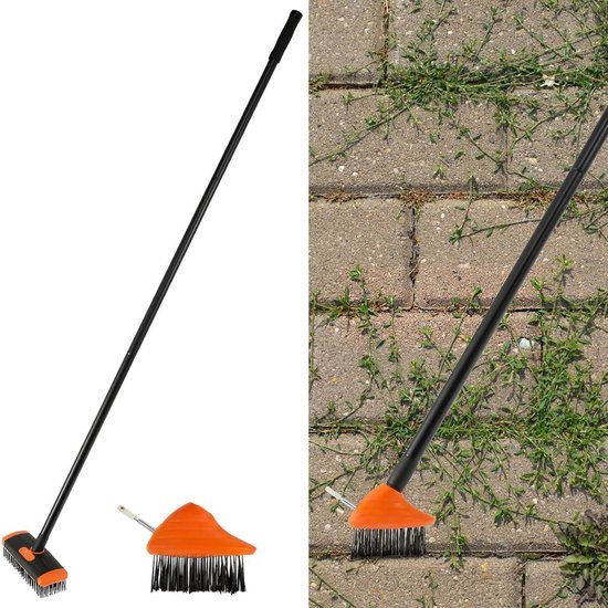Onkruidverwijderaar - Onkruidborstel - Terras Reinigen - Twee Metalen Koppen - 133 cm Lengte van Merkloos	 — afbeelding 2