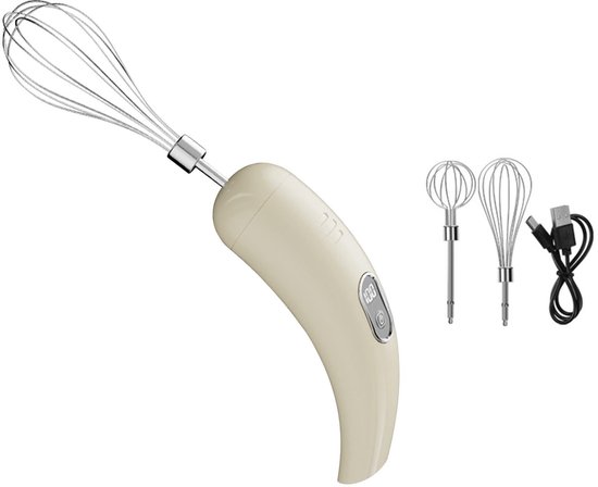 Draadloos oplaadbare handmixer, draagbare elektrische garde (met 5 snelheidsstanden), krachtige mixer Geschikt voor het bakken van taarten, crèmes en desserts, een geweldig hulpmiddel Geschikt voor thuiskoken en doe-het-zelfkeukens (beige). van Merkloos — afbeelding 3
