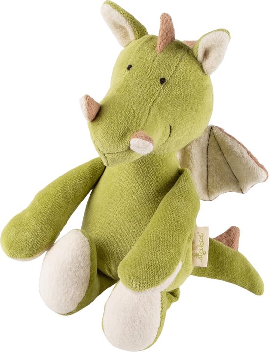 Knuffeldier Draak - Pluche Speelgoed - Babykamer Decoratie - 100% Biologisch Katoen - 27 x 11 x 10 cm - Groen — afbeelding 2