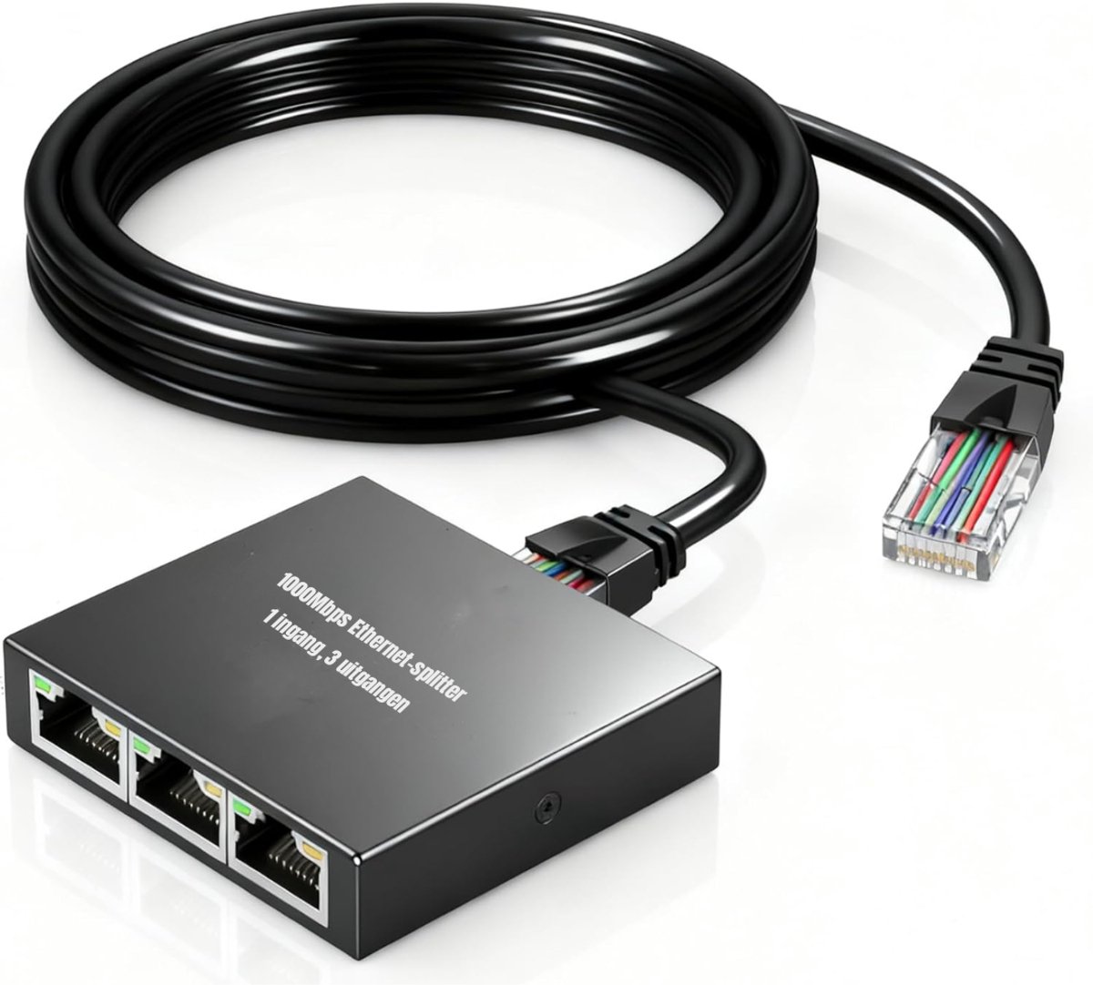 DnA® Internet Splitter - Netwerk Switch - Netgear Switch - Splitter Internetkabel - Netwerk Splitter - Zwart - 6cm x 6cm x 2cm