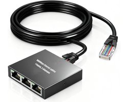 DnA® Internet Splitter - Netwerk Switch - Netgear Switch - Splitter Internetkabel - Netwerk Splitter - Zwart - 6cm x 6cm x 2cm