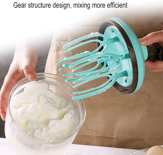 Handmixer - Keukenmixer Klopper - Snel Beslag Maken - Afneembare Handgreep - 12.5 cm Basis - Lichtgroen van Merkloos — afbeelding 4