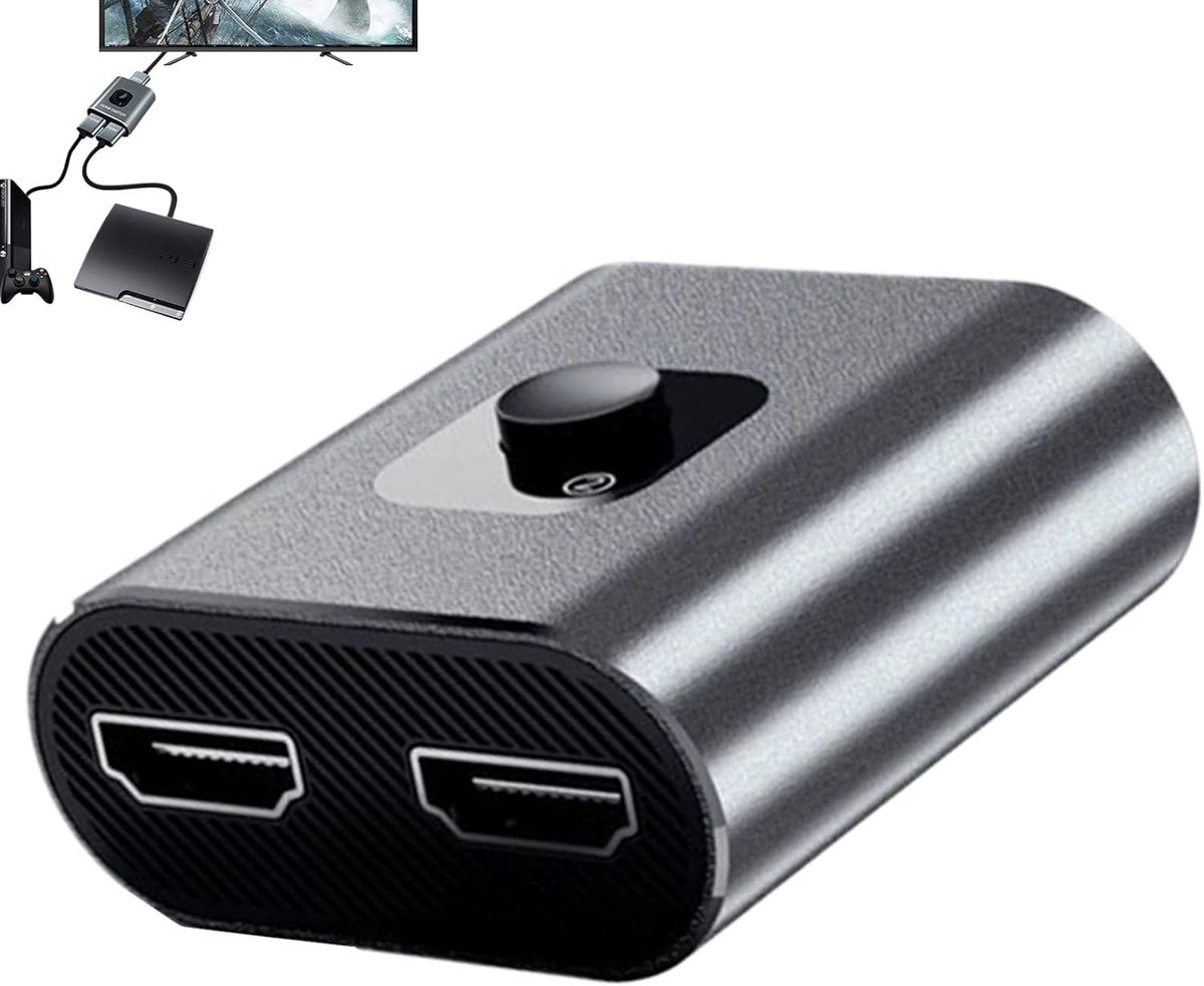 Video Splitter Adapter - 2 In 1 Out - Meerdere Schermen - Plug And Play - 5x5x2.2 cm - Zilver