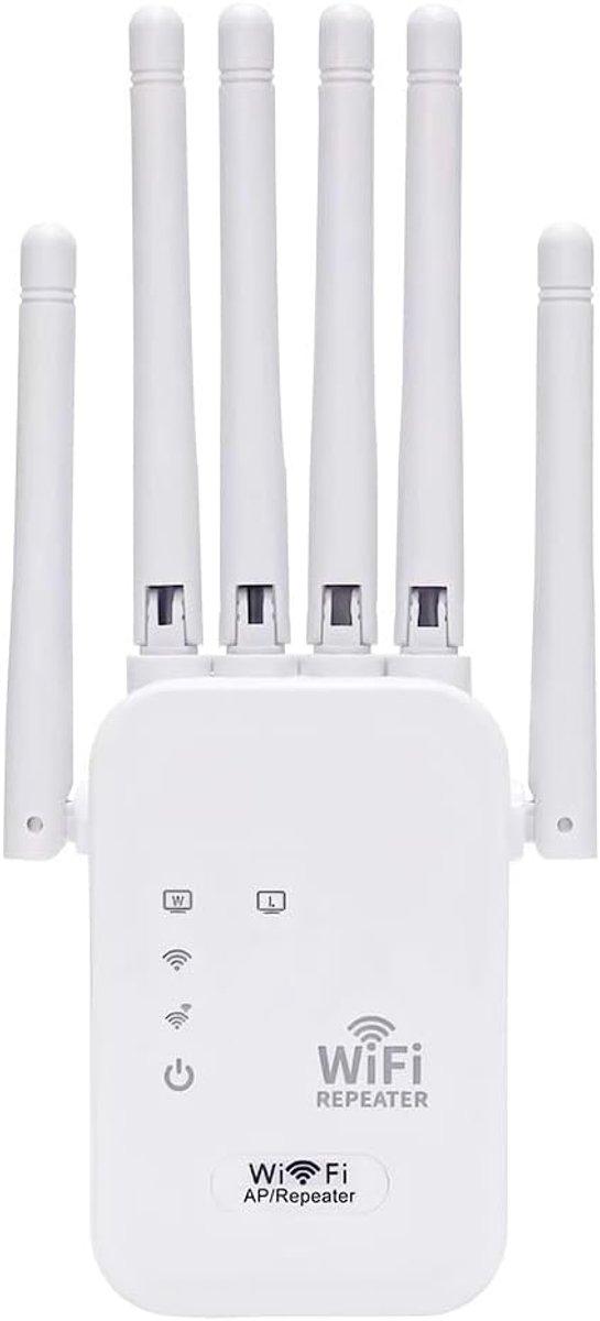 Wifi Versterker - Internet Booster - Bereik Uitbreiden - 6 Antennes 300 Mbit/s - 19.7 x 9.2 x 7 cm