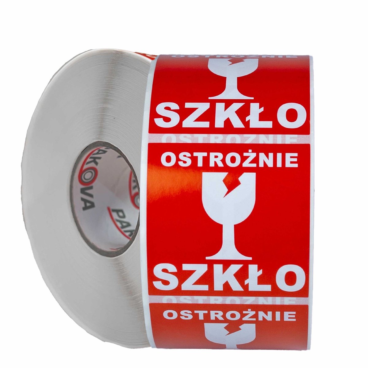 Pakova Serie - Waarschuwingsetiketten - 55x55mm - Voorzichtig Glas - Zelfklevend