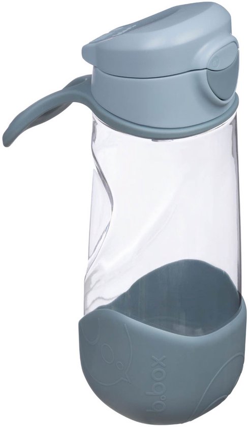 Gourde b.box bleu clair avec poignée et protection grises.