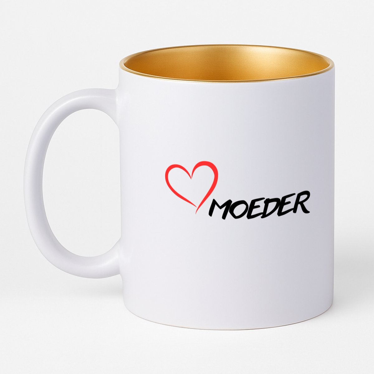 Hacebo® - Moeder met rood hart koffiebeker met goud kleurige binnenkant - Moeder - Liefste moeder - thee mok - koffie beker - moederdag cadeautje - Cadeau voor mama - Verjaardag - Geschenk - Cadeau - Gift - koffiemok - 330 ML