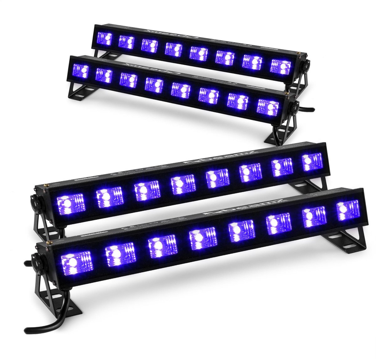 BeamZ set van 4 BUVW83 LED bars met 8 UV / warm white LED's - 30W