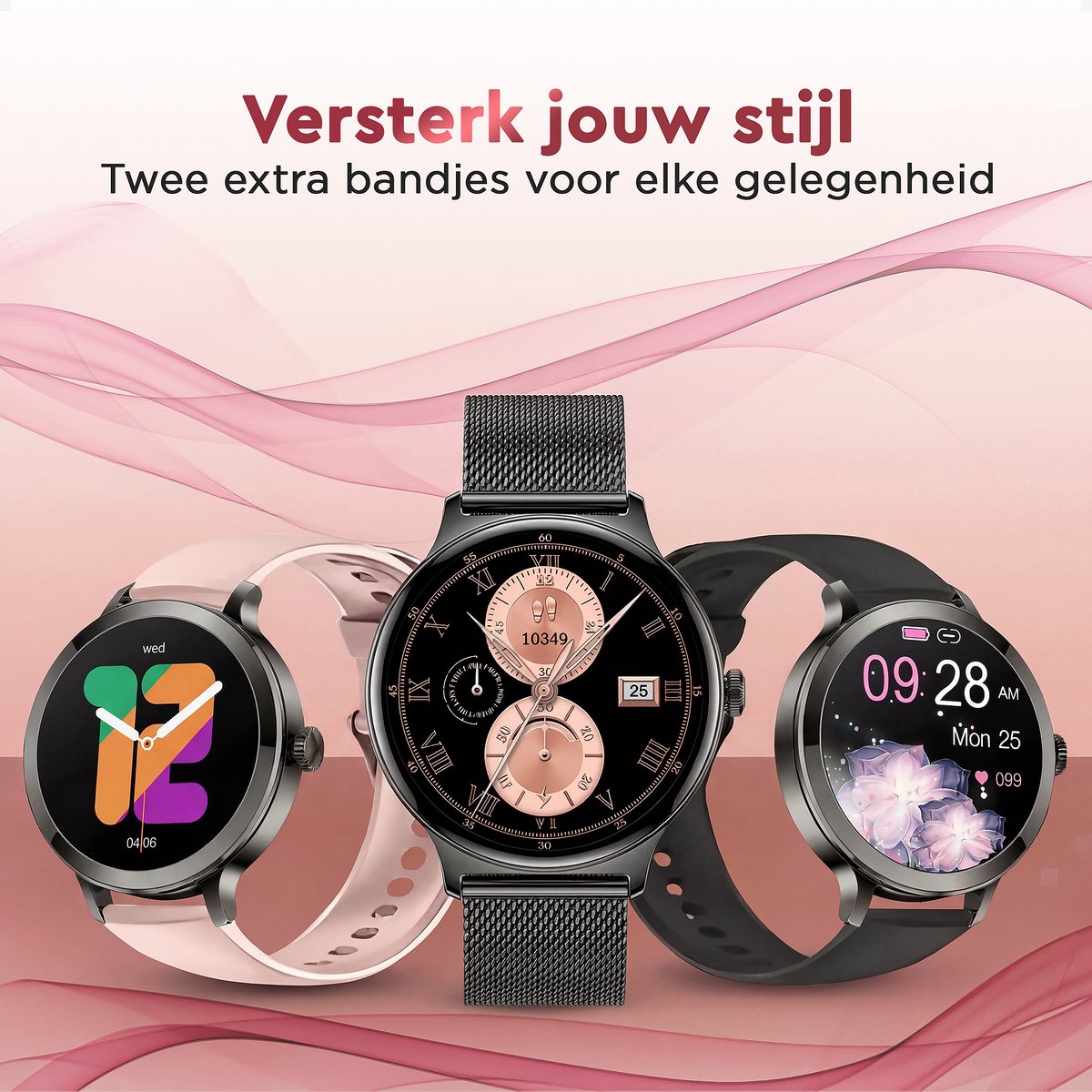 TIBA Golden Sound AMOLED Smartwatch Dames met Stappenteller - afbeelding 3