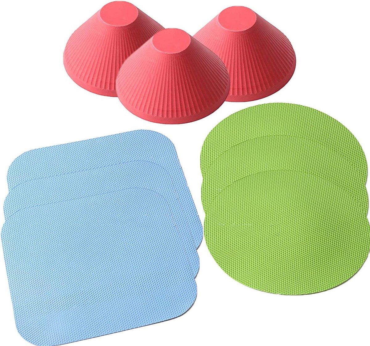 Potopener Set - Grijper Pads - Keuken Hulp - Antislip Rubber - Drie Vormen - Rood Blauw Groen