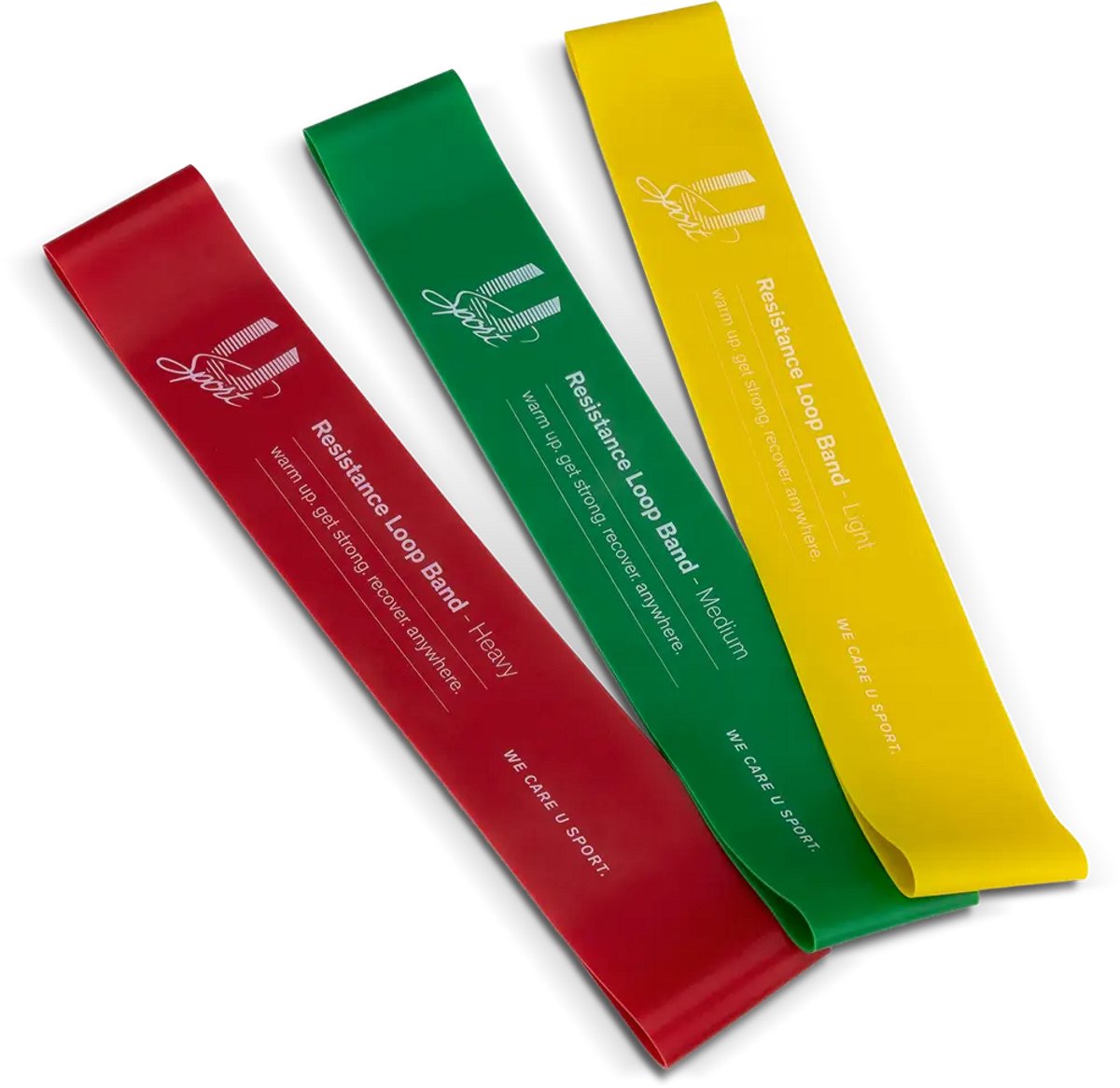 U-Sport Resistance Loop Band Set - 3 Weerstanden - Inclusief Licht, Medium & Zwaar - Fitness & Revalidatie - Spieractivatie