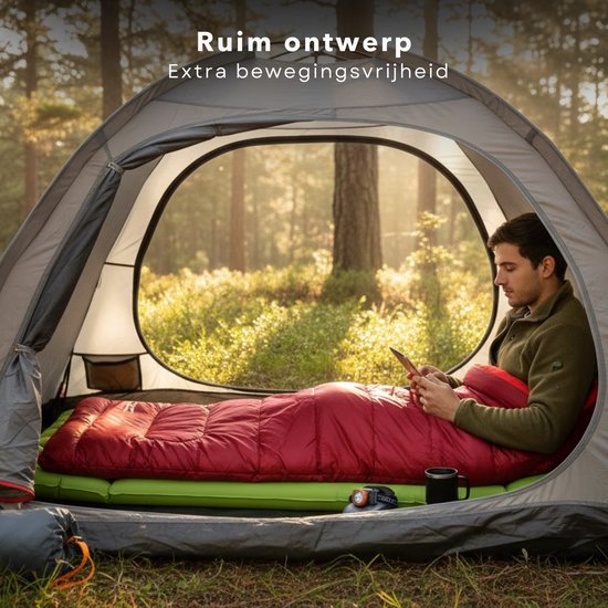 Cheqo® Envelop Slaapzak - Deken Slaapzak - Slaapzak Volwassenen - Zomerslaapzak - Lente Slaapzak - Camping Slaapzak - Kampeer Slaapzak - Festival Slaapzak - Slaapzak Wandelen - Slaapzak Hiken - Rode Slaapzak van Cheqo — afbeelding 3