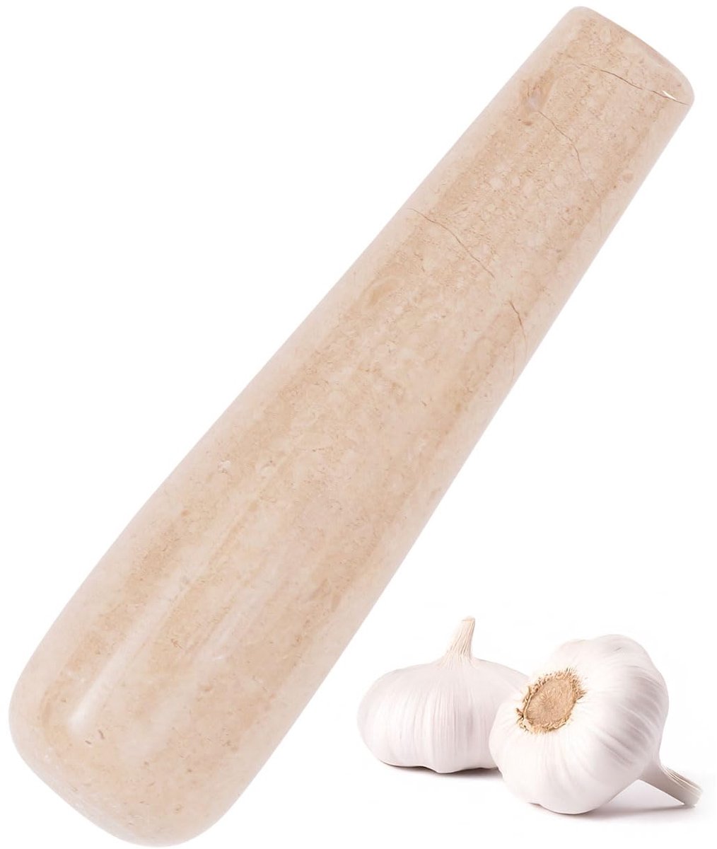 Handgemaakte Stamper - Keuken Gereedschap - Kruiden Malen - Massief Marmer - 14 cm - Natuurlijk