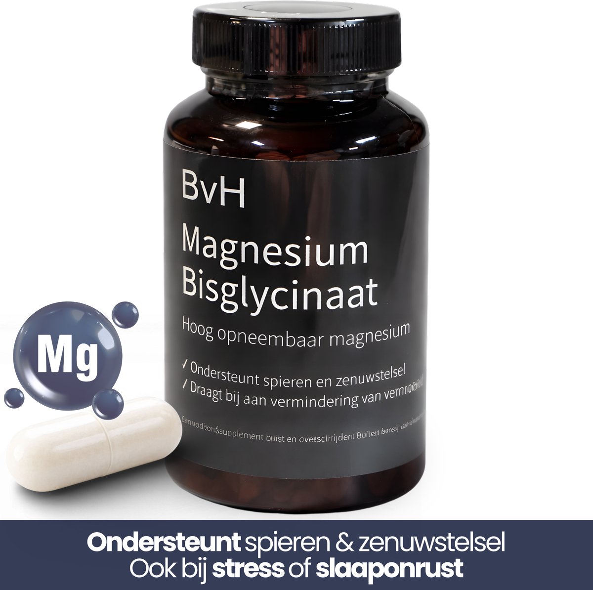 BvH™ Magnesium Bisglycinaat - 60 Capsules - 500mg - Betere Slaap - Spierherstel - Magnesium Glycinate - Magnesium Bisglycinate - Magnesium - Supplement