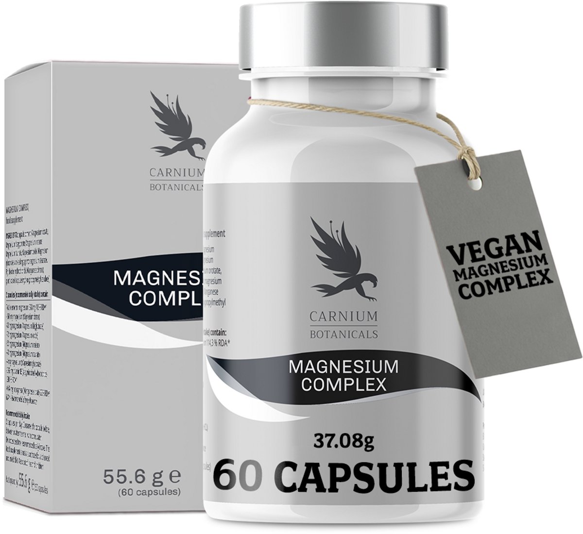 Carnium Botanicals Magnesium Complex - Magnesium Citraat & Magnesium Bisglycinaat - Spieren, Zenuwstelsel & Energie - 60 Capsules