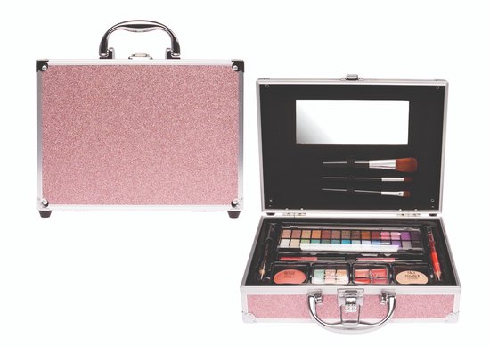 CASUELLE make-up koffer – glanzend roze – 47 stuks