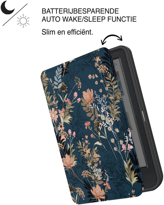 Lunso Geschikt voor Kobo Clara BW / Clara Colour hoesje (6 inch) - Vegan Saffiano Leren Sleep Cover - Urban Park — afbeelding 4