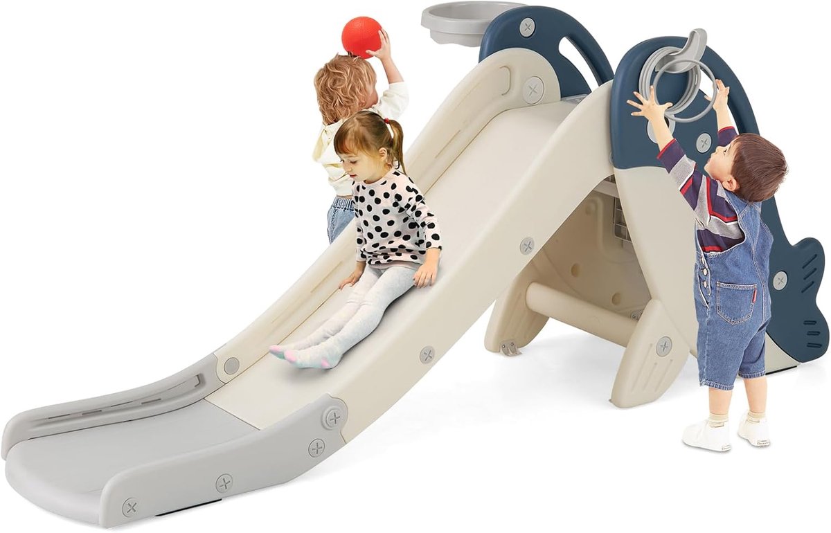Kinderglijbaan Speeltoestel - Speelgoed Binnen Buiten - Actief Spelen - 4-in-1 Fun - 150 x 70 x 66 cm - Blauw