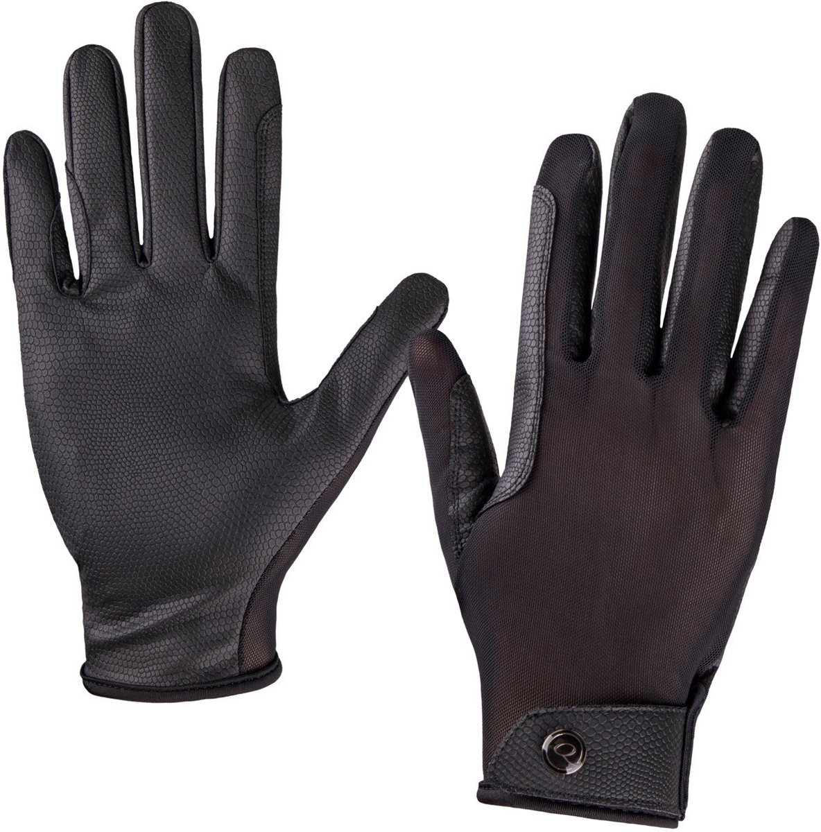 Qhp Handschoen Solares Black - 4XS | Paardrij handschoenen