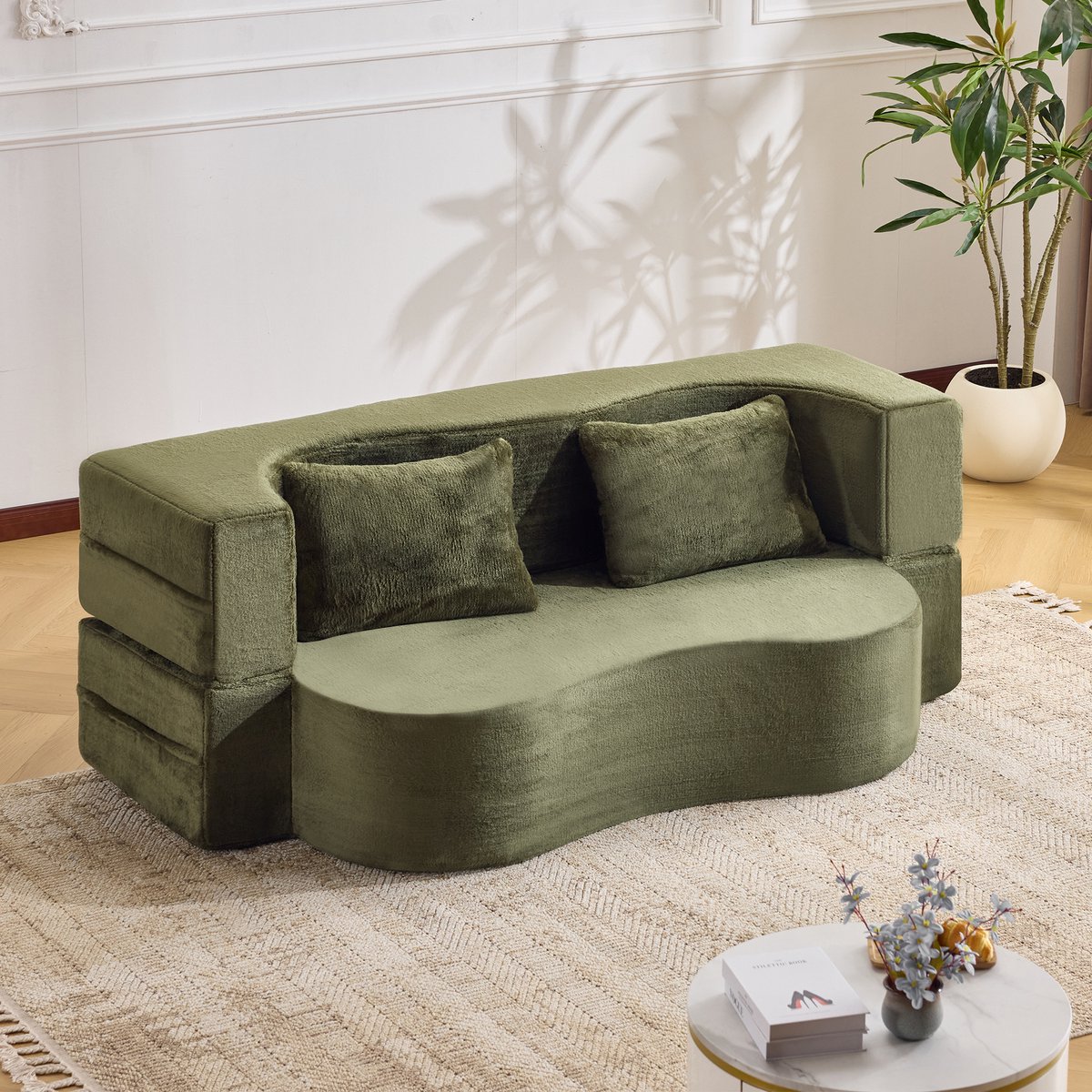 Wishdor Opvouwbare Slaapbank - 2-In-1 - Modern - Woonkamer Of Logeerkamer - Schuim - Groen