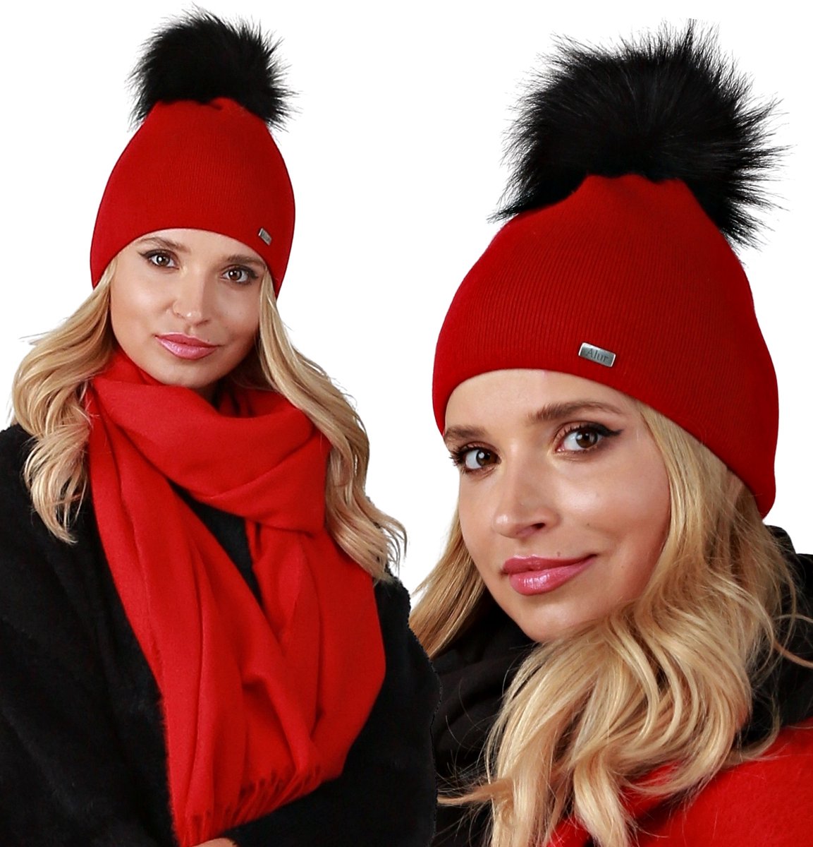 Alur - Wintermuts met Pompon - Roze - Dubbellaags - Klassiek Design