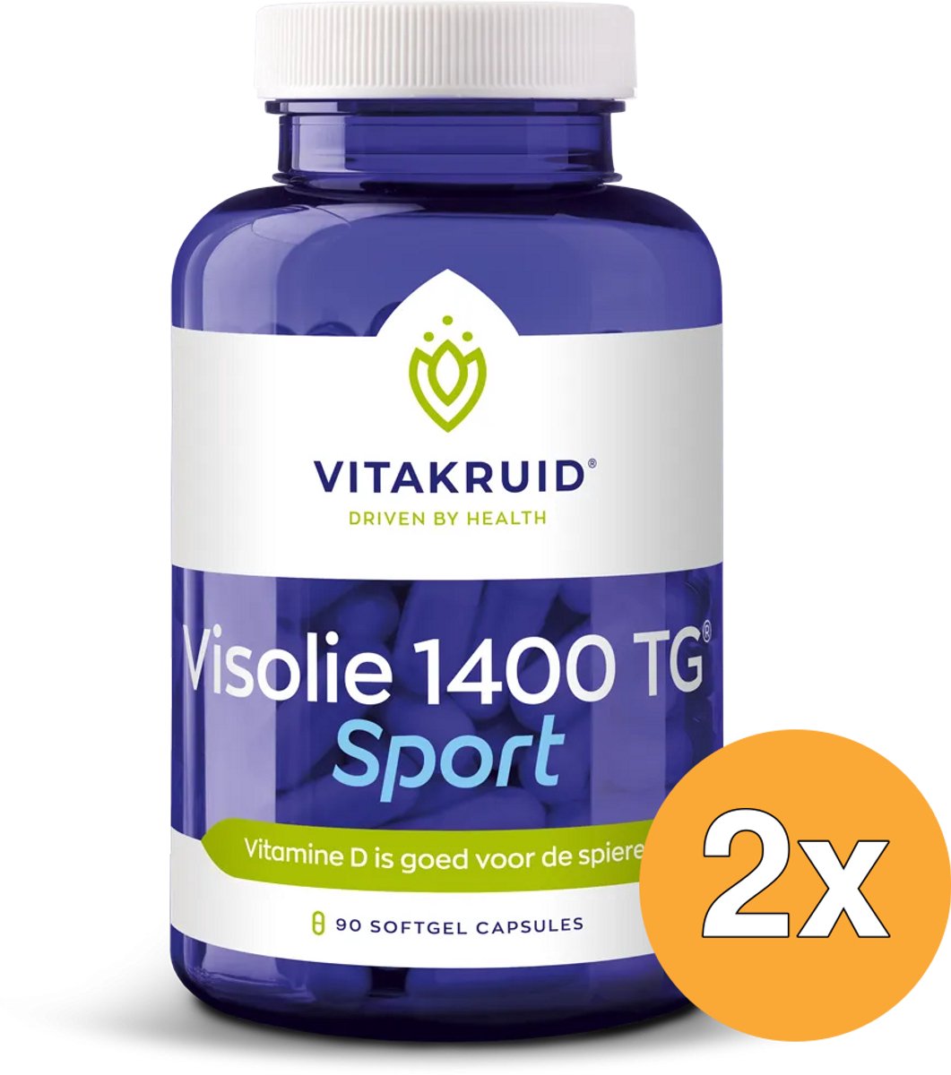 2x Vitakruid Visolie 1400 Sport Triglyceriden EPA 40% DHA 20% (90 softgels)