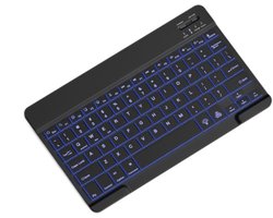 Verlicht Bluetooth-toetsenbord, klein draagbaar extern draadloos toetsenbord, draadloos oplaadbaar toetsenbord met achtergrondverlichting Geschikt voor Android-tablets, telefoons, smartphones, iPad Pro, Air Mini, iPhone, Windows Surface (zwart)