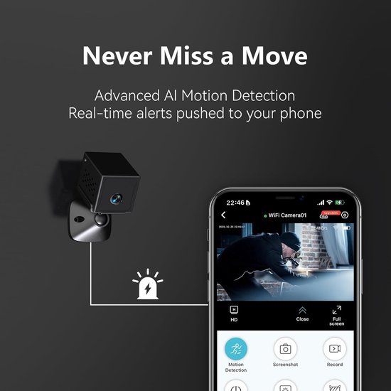 Mini Camera - Beveiligingscamera Babyfoon - Huis Bewaken - 5G WiFi Nachtzicht - 3 cm - Zwart van MINI — afbeelding 5
