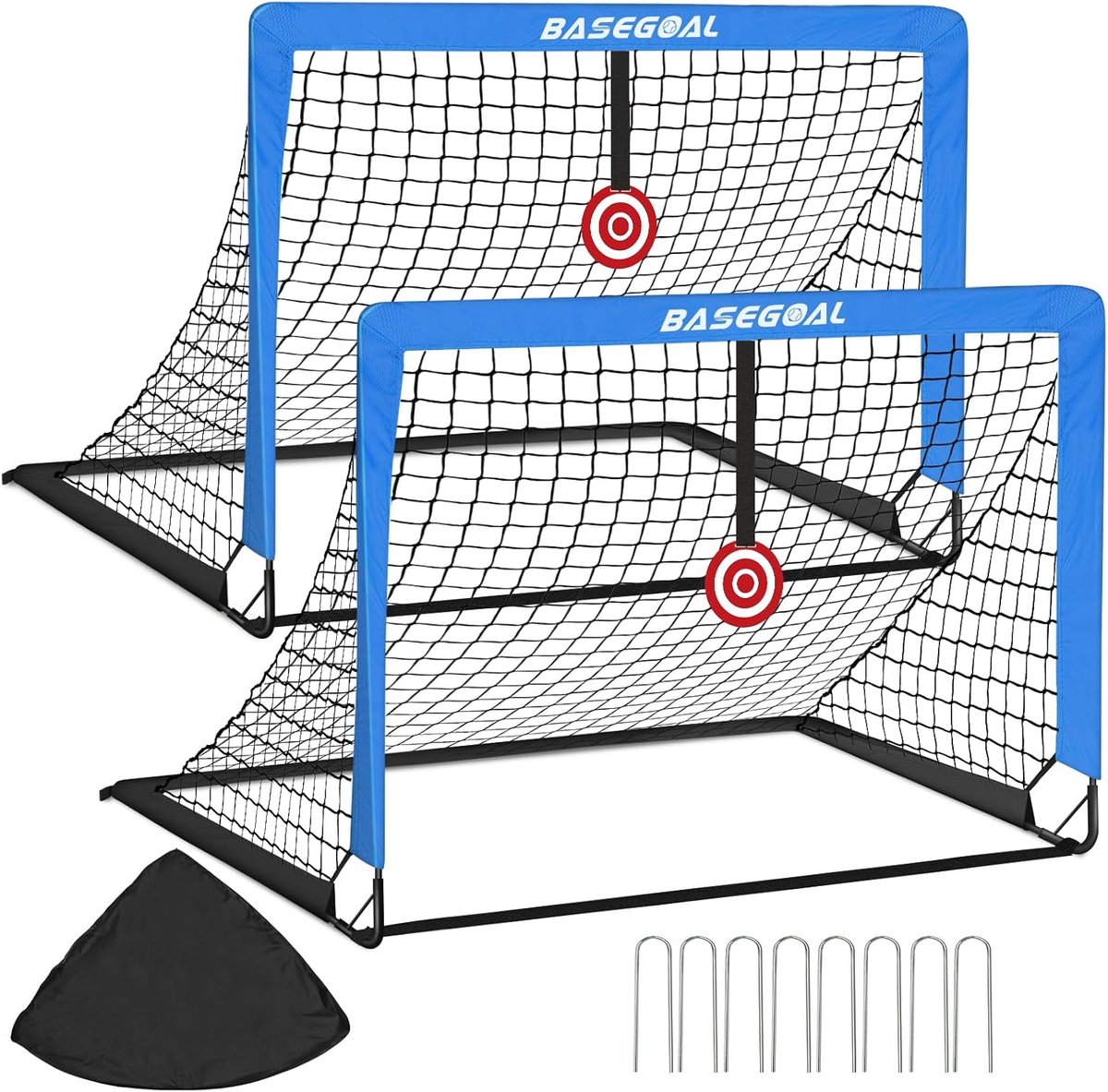 Voetbaldoelen Set - Pop-up Doeltjes - Buiten Sporten - Inclusief Schietschijf - 120 x 90 x 90 cm - Blauw Zwart
