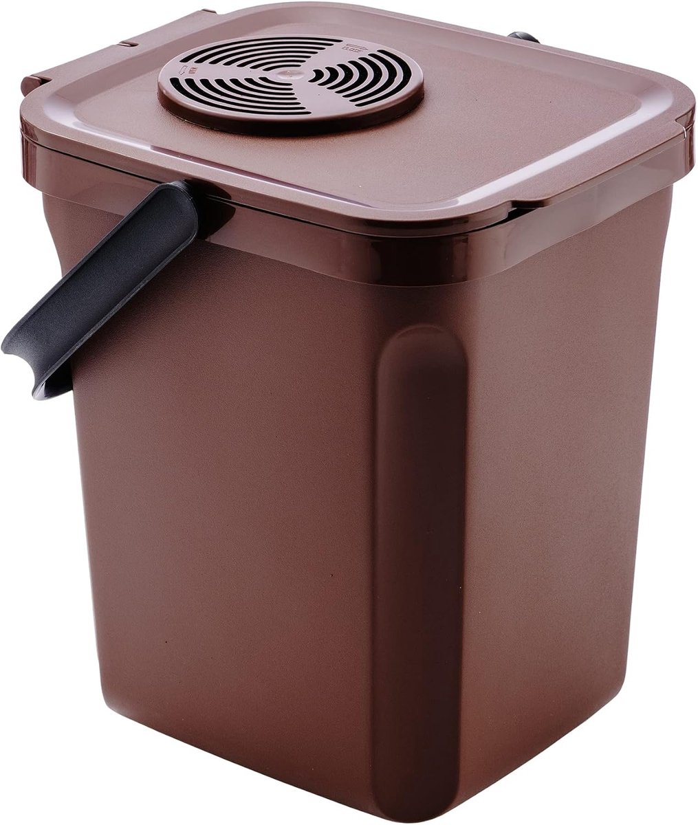 Organische emmer - Afvalbak keuken - Afval scheiden - Met actief koolfilter - 10 liter - Bruin