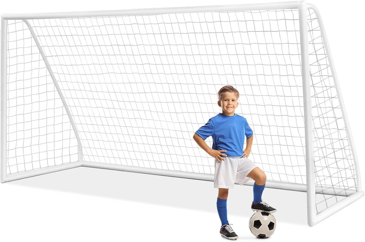 Voetbaldoel PVC - Trainingsdoel - Buiten spelen - Weerbestendig - 365 x 120 x 182 cm - Wit