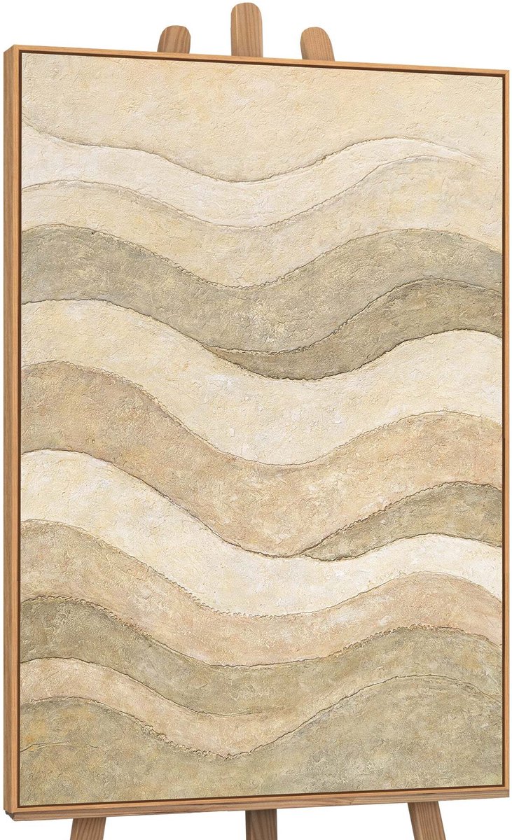 YS Canvas schilderij handgeschilderd shadows and sand abstract – YS-Art Gallery – Luxe wanddecoratie voor woonkamer – Modern schilderij voor slaapkamer en hal Wood