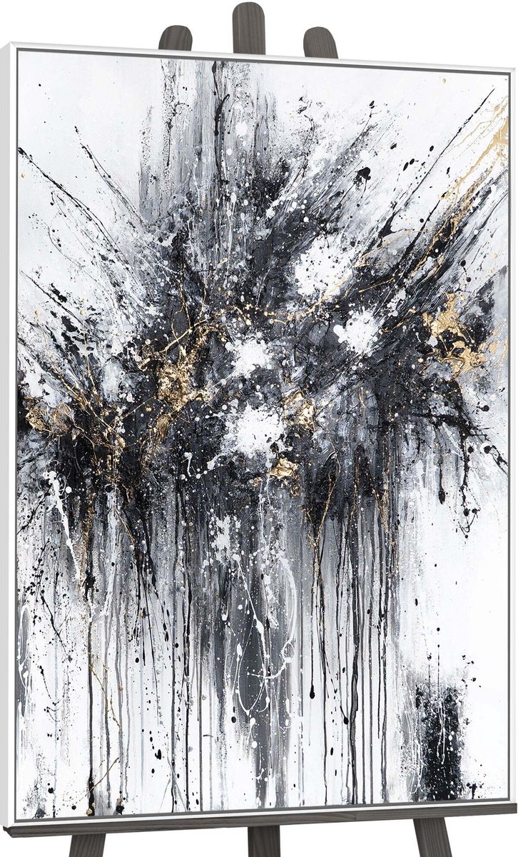 YS Canvas schilderij handgeschilderd dance of splashes abstract – YS-Art Gallery – Luxe wanddecoratie voor woonkamer – Modern schilderij voor slaapkamer en hal White