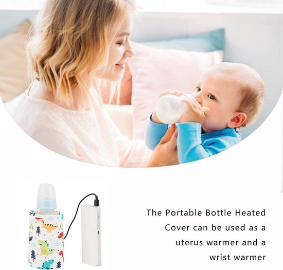 MK Stoer -Baby Draagbare Travel Flessenwarmer Isolatie Deksel Voor Thuis Reizen - Cartoon - Handig Inclusief USB-oplaadkabel - Roze - Melkverwarming - Geschikt voor Alle Maten Flessen - Roze Model. — afbeelding 2